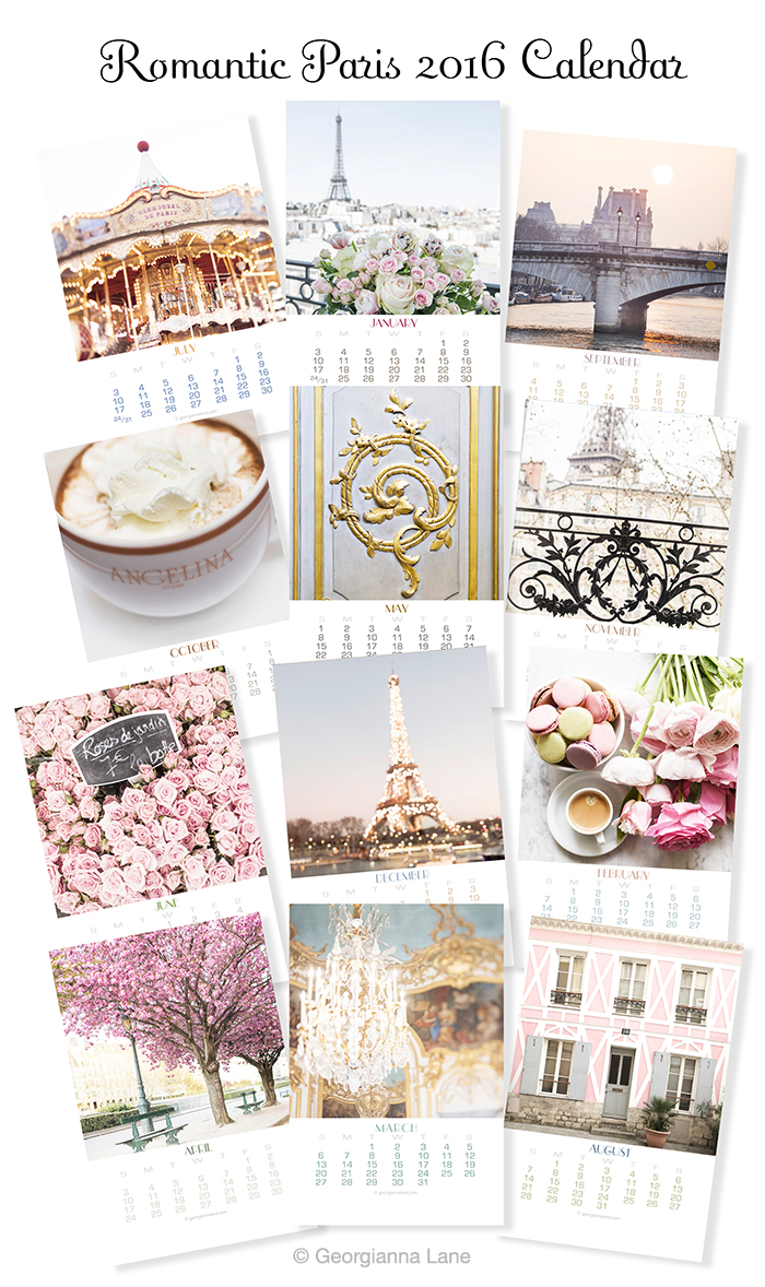 Romantic Paris 2016 Calendar by Georgianna Lane