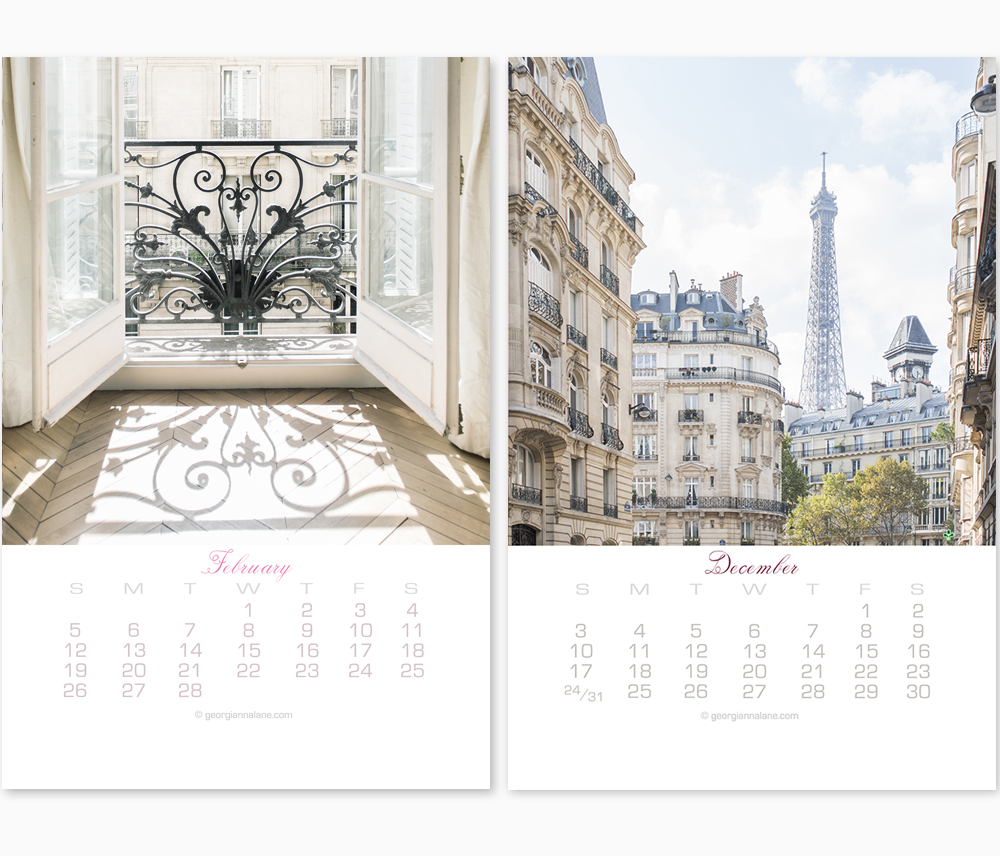 2017 Paris Calendar by Georgianna Lane