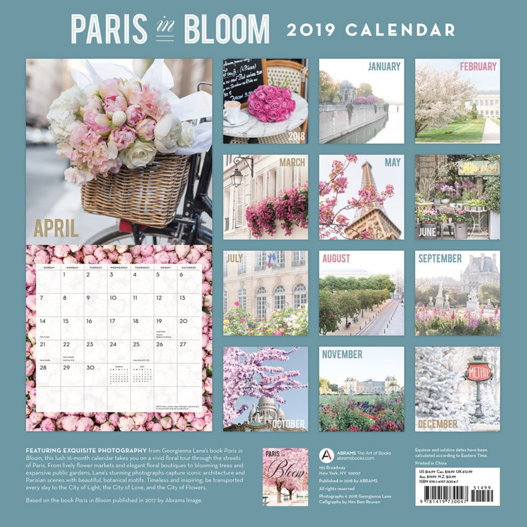 Georgianna Lane Paris in Bloom 2019 Calendar