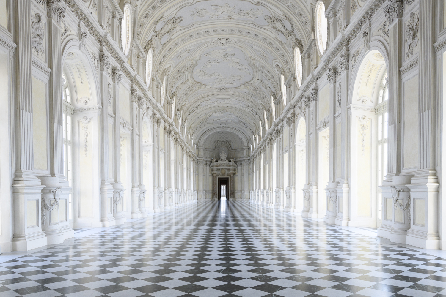 Galleria grande, Royal Palace of Venaria Reale, Italy Stock Photo