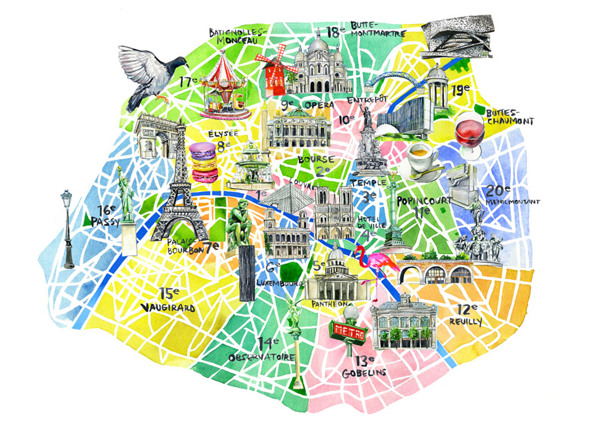tourist map of paris france
